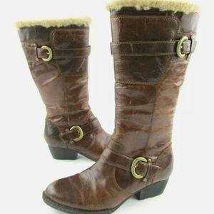 Born Shearling Lined Boots Distressed Leather